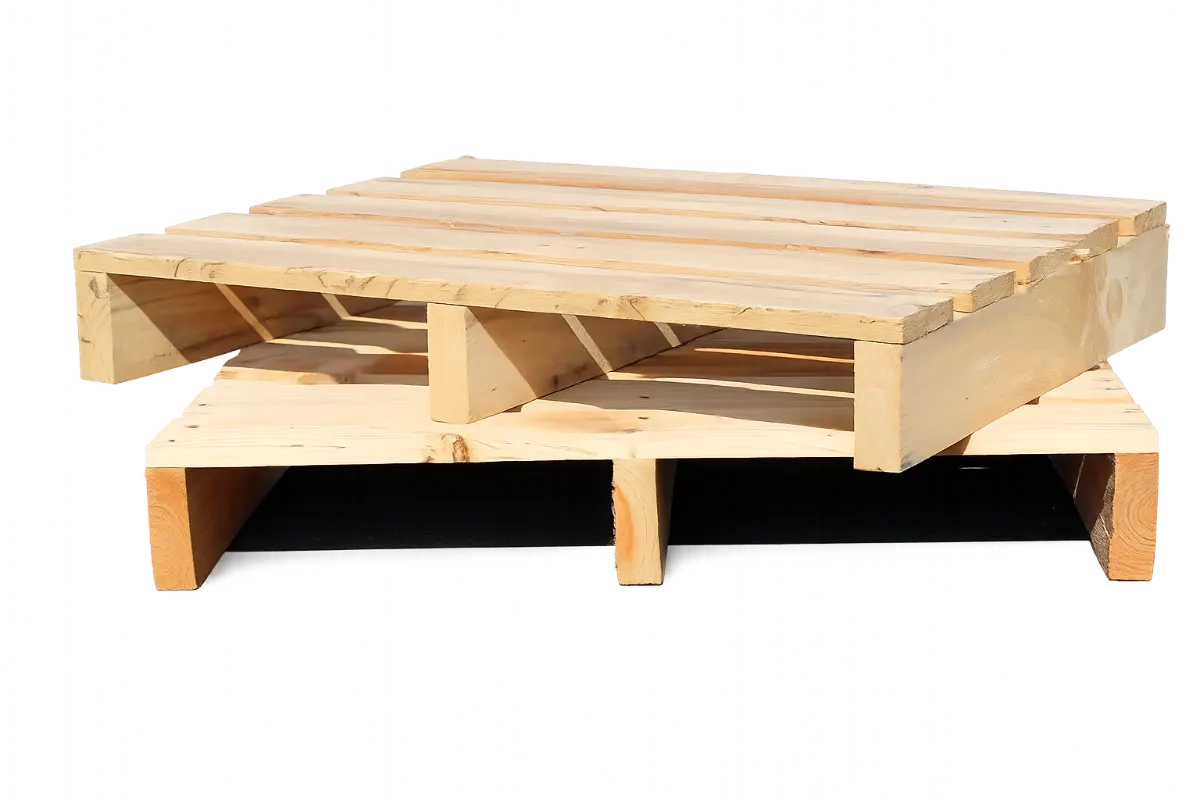 Palette sur chevrons en bois, vue en contre-plongée